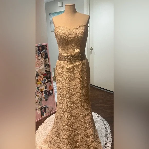 retro inspired bridesmaid dresses Luxury Feathers Lace Cream Evening Dress SS595 main image 0